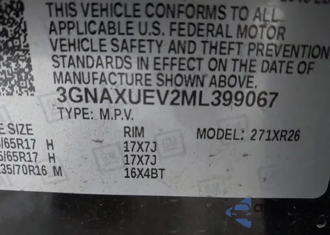 2021 Chevrolet Equinox Awd Lt from USA, damaged, VIN 3GNAXUEV2ML399067